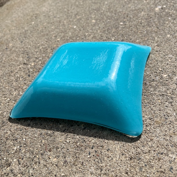 Turquoise Glass Trinket Decorative Dish Square - Picture 6 of 10